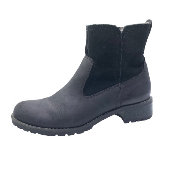 Timberland Bethel Biker Winter Boots Black Suede Zip Size 6.5 37.5 Chunky Lug - Picture 3 of 9